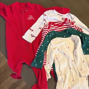 Carter's Festive Bodysuits - Red, Green, White